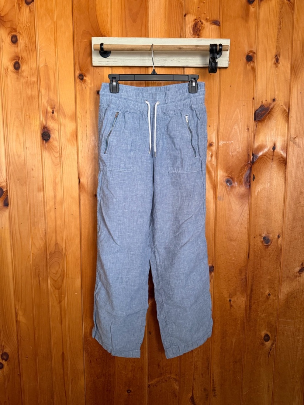 Athleta Light Blue Drawstring Linen Pants